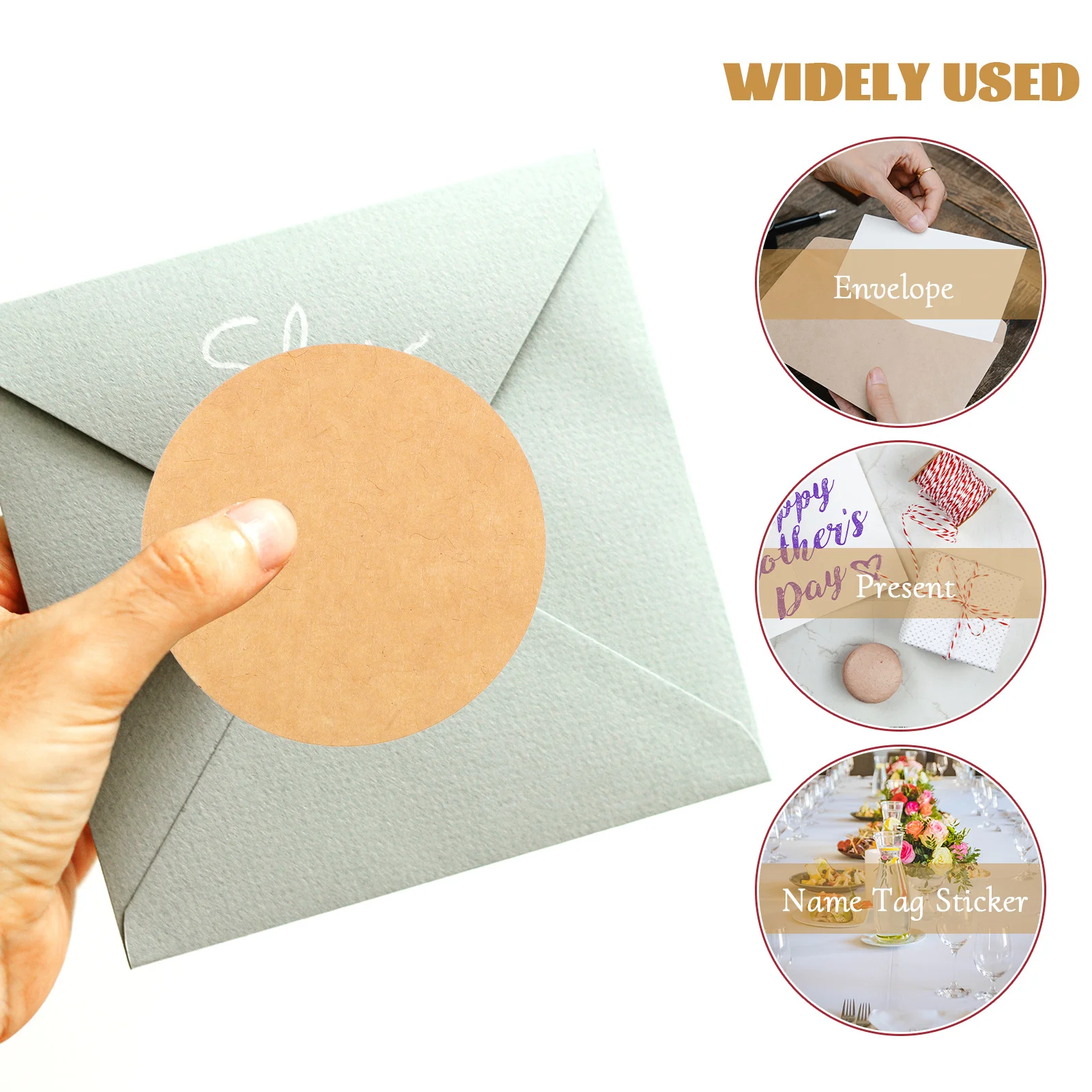 

Round Kraft Sticker Lable Self Adhesive Labels Stickers Multipurpose Sticky Paper Names