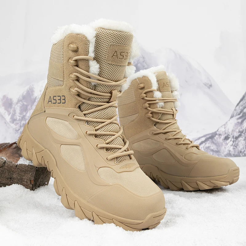 

Winter Snow Boots Men Shoes Anti-slip Casual Soft Comfortable High-top Boots Men Plush Wear-resistant Outdoor Hiking Shoes Men