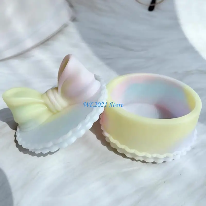 G5GC Bowknot تخزين جرة العفن مجوهرات منظم السيليكون القالب الخرسانة مخزنة الجص.