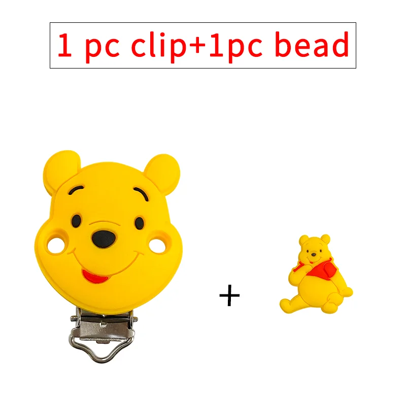 2 قطعة جديد سيليكون بوه دامبو ميكي الخرز عضاضة الغذاء الصف مضغ الأسنان حبة DIY الحلمة سلسلة مجوهرات اكسسوارات