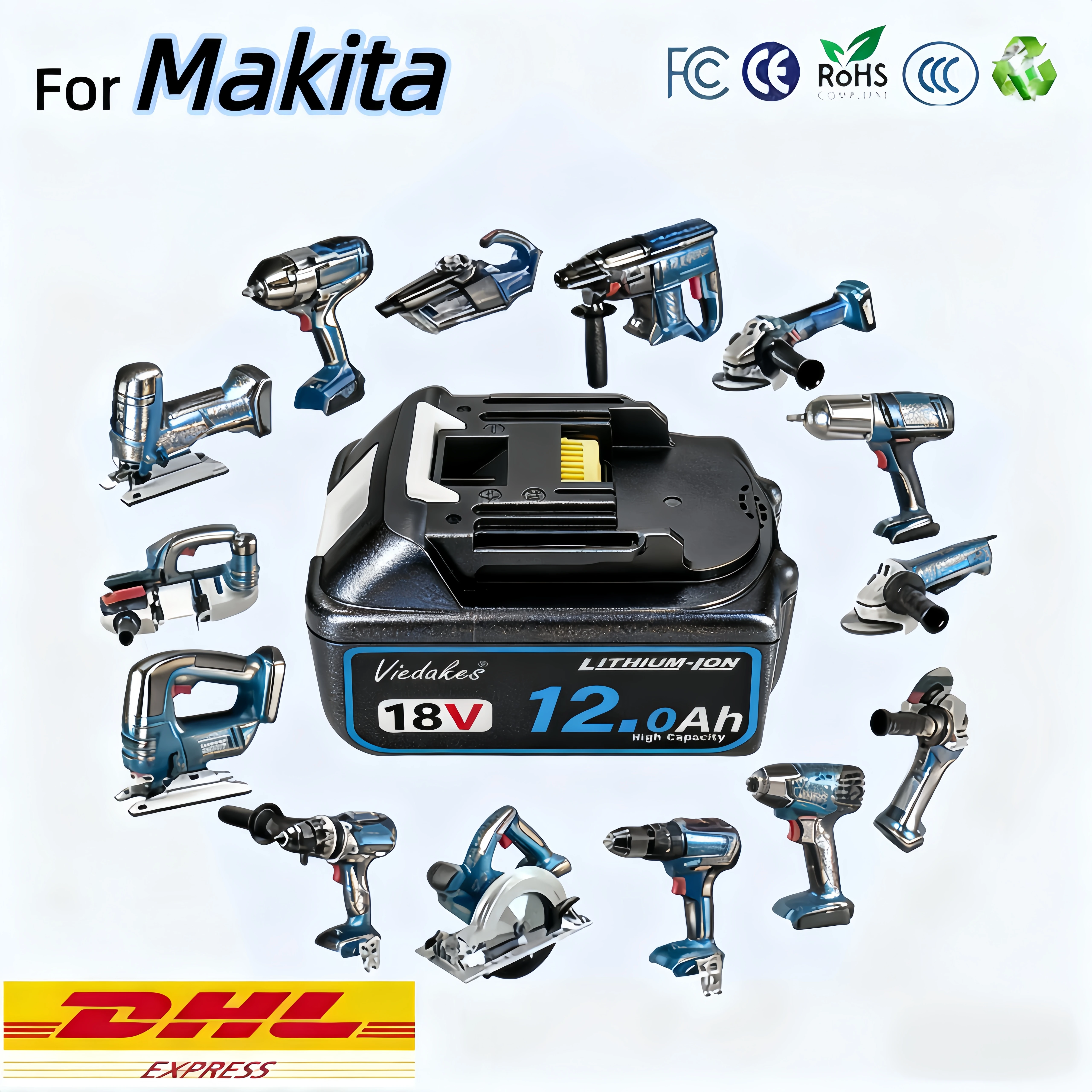 

Original fOR makita bl1860b 18V 12Ah Power Tools lithium-ion Battery High Capacity Replacement for makita 18V，Wide Compatibility