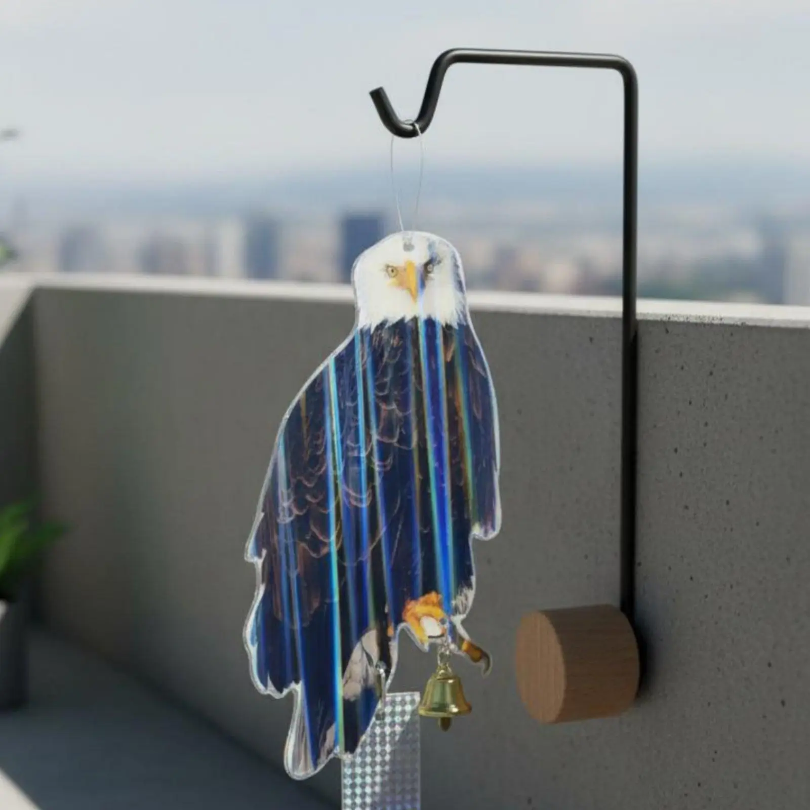 Pigeon Deterrent Repellent with Owl Effigy Scarer and Bell for Crop Garden Balcony Bird Scaring Device