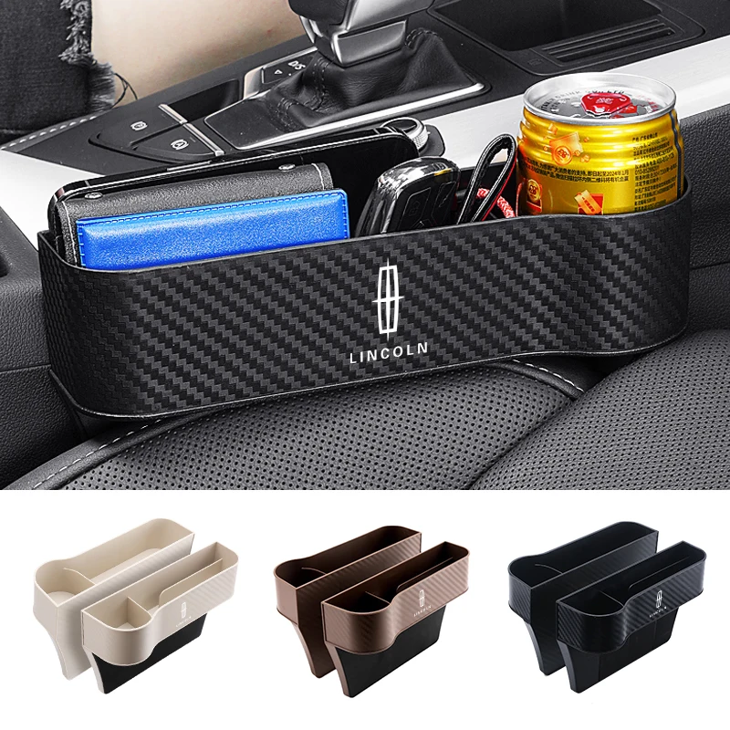 1pcs Car Carbon Fiber Pattern Seat Storage Box For Lincoln Navigator 2 Mkx Mkz Mkc Mkt Mks Town Continental Diecast Accessories