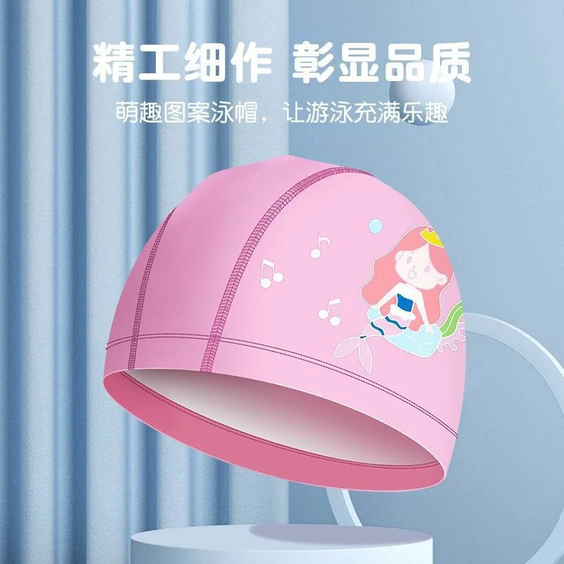 New Children's Swimming Hat PU Coating Swimming Hat Waterproof Butler Head Cartoon Swimming Hat for Boys and Girls