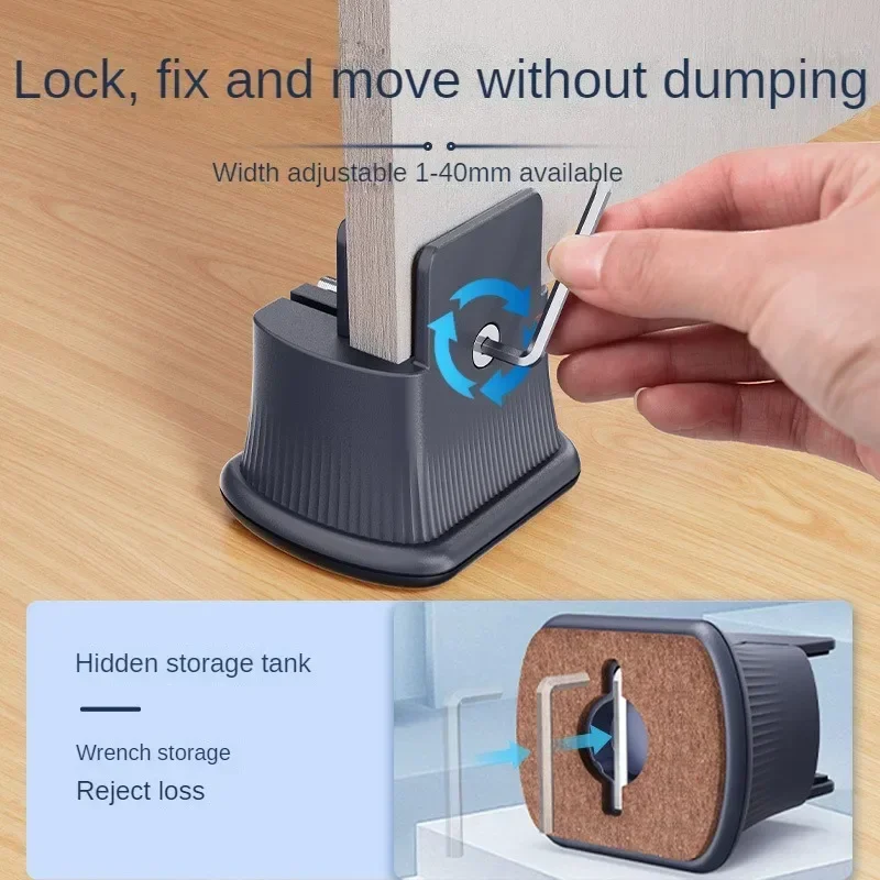4PCS Adjustable Furniture Leg Pads Heavy Duty Square Round with Screw Clamp Sofa Table Chair Fixed Non-Slip Heightening Leg Mat image 3