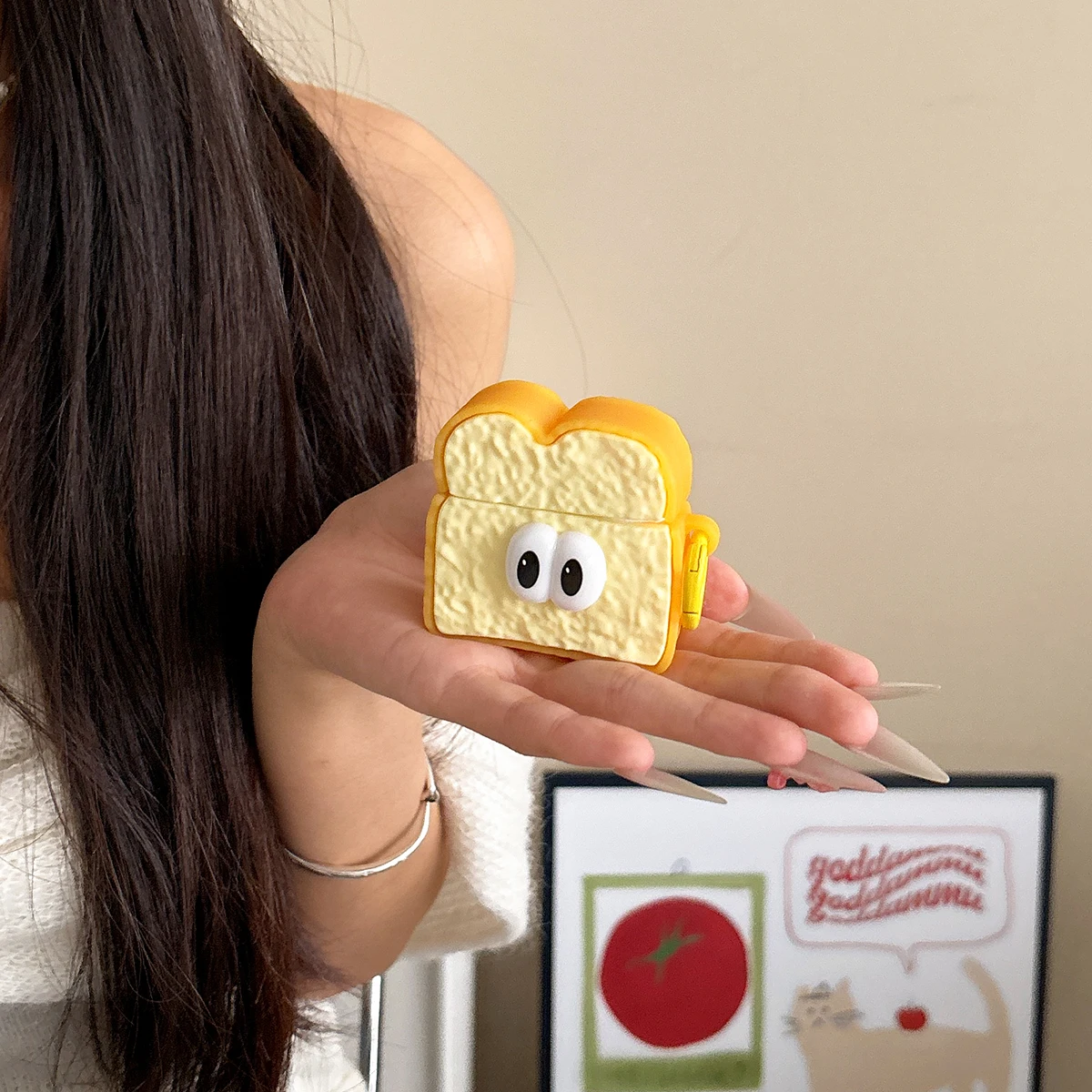 حافظة Big Eye Toast لأجهزة Apple AirPods Pro 1 2 3 AirPods 4 مقاومة للغبار لأجهزة AirPods 1 2 3 4 سماعة بلوتوث واقية مضادة للصدمات