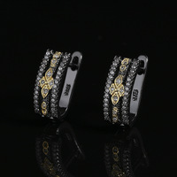 Classic Black and Gold Two-color Women's Earrings Rectangular Geometric Zircon Earrings New Bohemian Style Earrings