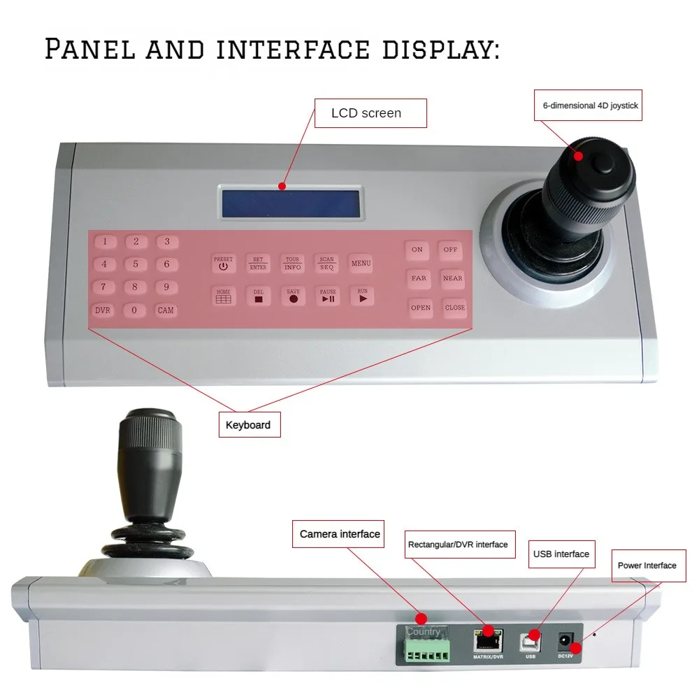 Kamera 3D PTZ Joystick Pengendali IP Kamera Operasi Keyboard IP Remote Control Keyboard