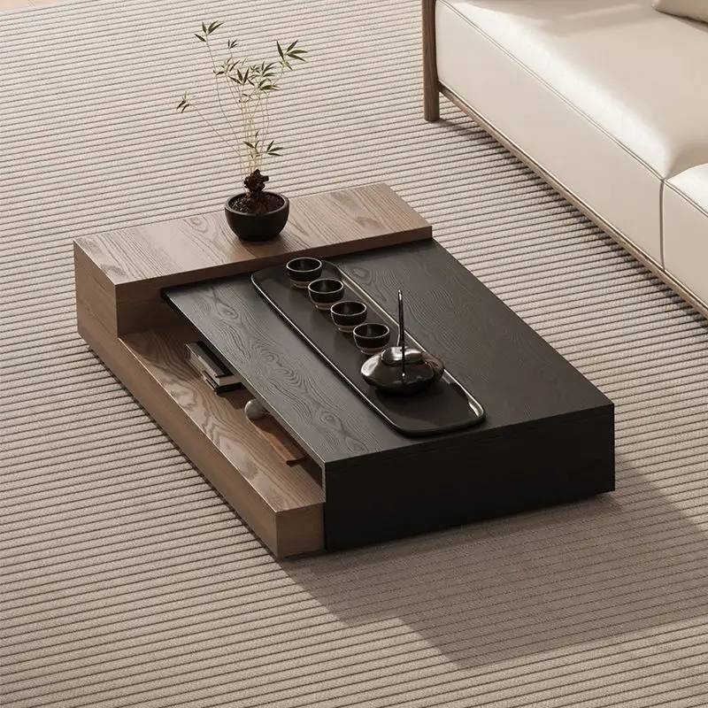 

Benmu modern simple solid wood coffee table log sofa small edge table designer