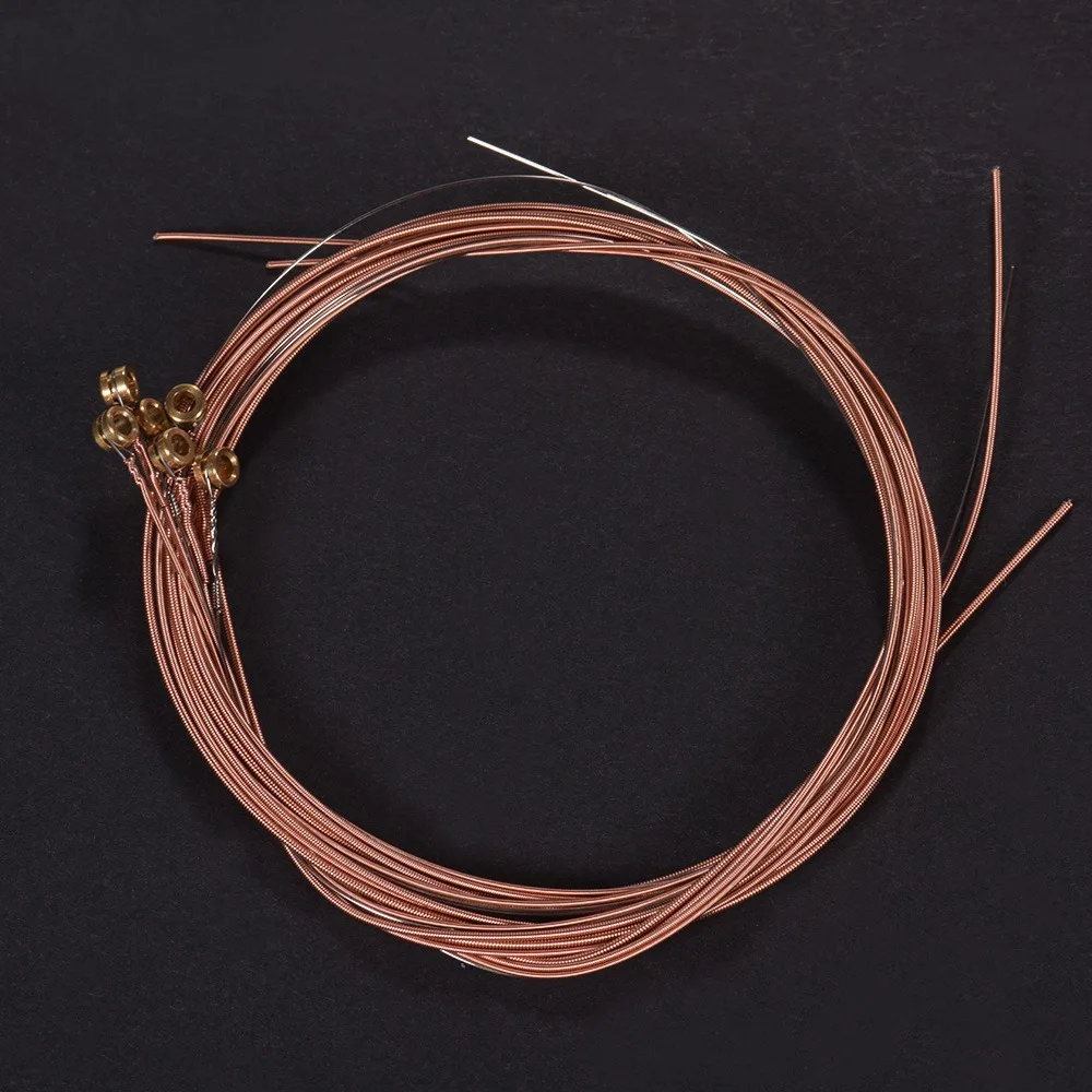 Durable Copper Alloy Folk Guitar Strings Red Copper Color Guitar String Set Copper Alloy Strings Acoustic Music Practice