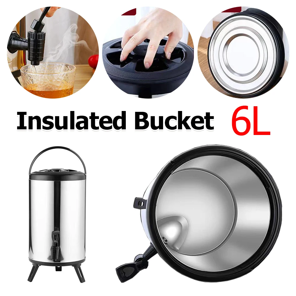 

6л контейнер для хранения напитков из нержавеющей стали для вечеринок с краном, диспенсер для напитков для теплоизоляции, чая с молоком, сока, пива