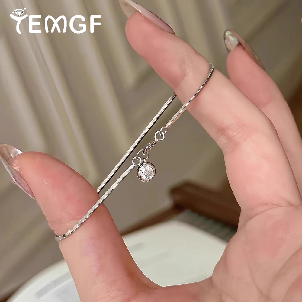 

TEMGF Zircon Bubble Bracelet for Women 925 Sterling Silver Plated Gold Box Chain Snake Chain Couple Wrist Stacked Fine Jewelry