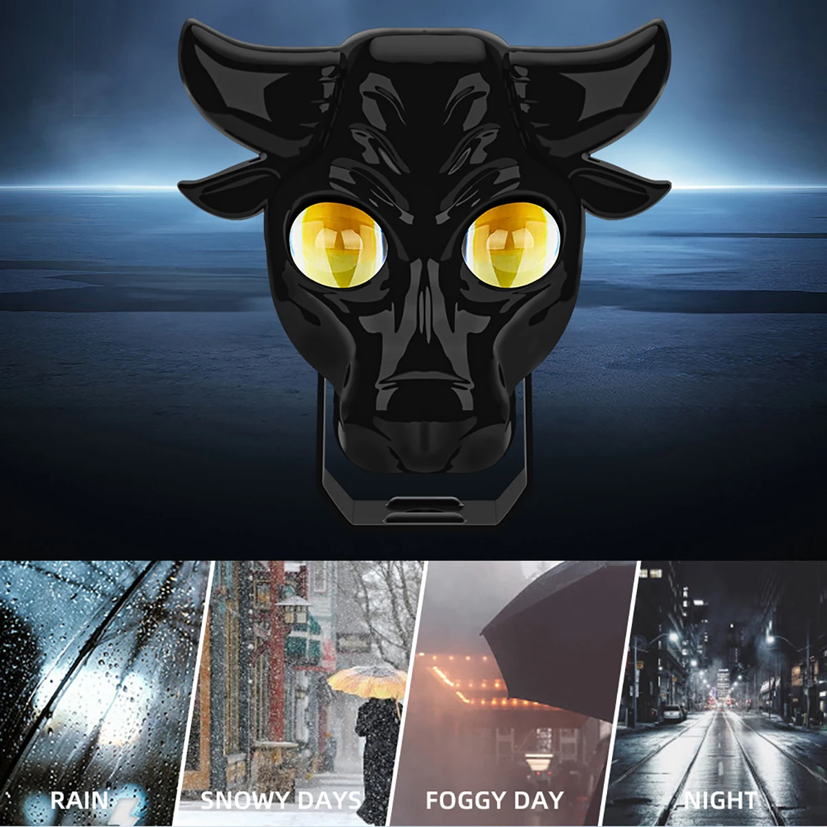 Bull head Style Motorcycle Headlight LED driving light Strobe Signal light Fog lamp Daytime running light Scooter Led Spotlight