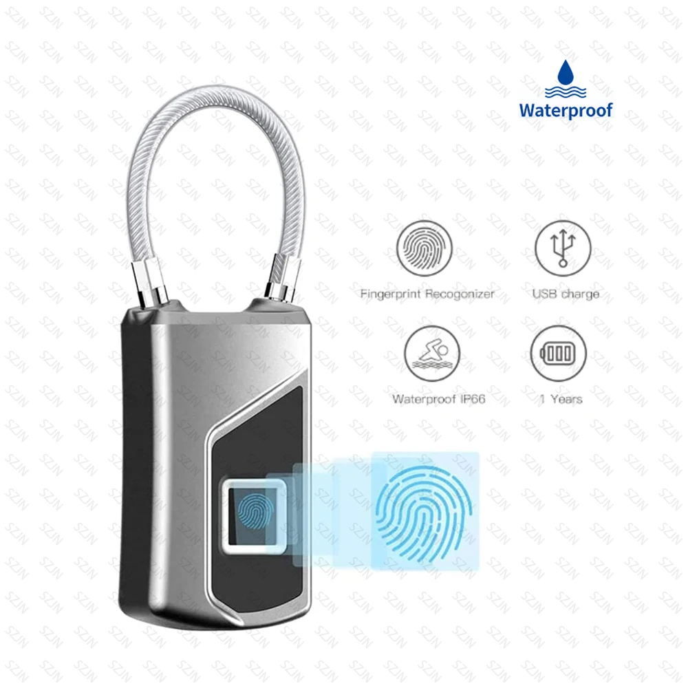 

Waterproof Fingerprint Padlock Smart Keyless Backpack Home Locker Anti-theft for Gym Door Suitcase Luggage Backpack