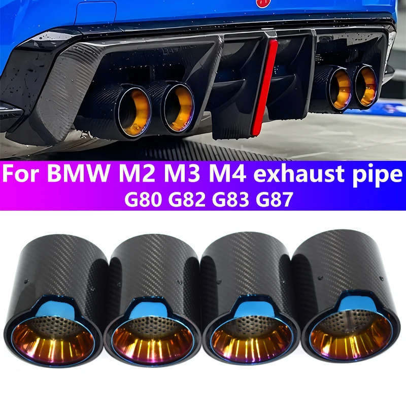 

Для 2020+ BMW M2 M3 M4 G80 G81 G82 G83 G84 модернизация выхлопной трубы из углеродного волокна, черный наконечник глушителя, сопло