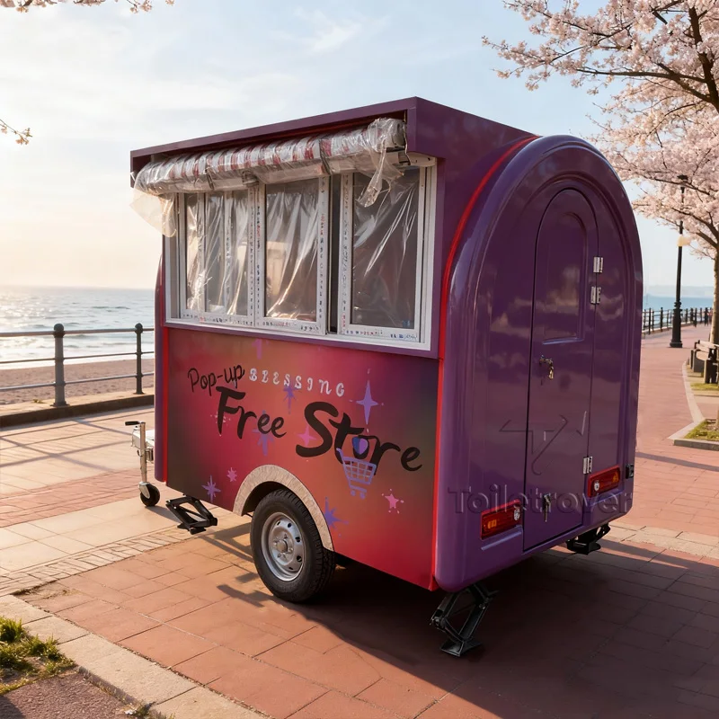 

Commercial Street Mobile Food Trailer Tacos Barbecue Popcorn French Fries Food Trucks and Trailers with Porch