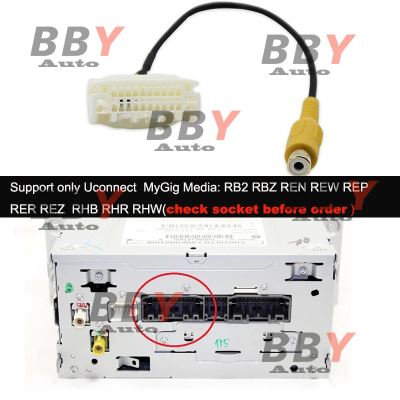 Cable adaptador de cámara de coche para Jeep Commander Compass Patriot Liberty Wranger JK solo compatible con entrada RCA Ucoonect Mygig Media