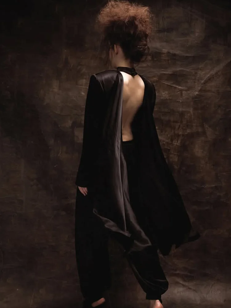 CNYISHE High Collar Backless Lace-up Long Sleeve Women Tops Solid Sexy Club Casual Elegant Tees Female Sheath Trendy Autum - Image 4