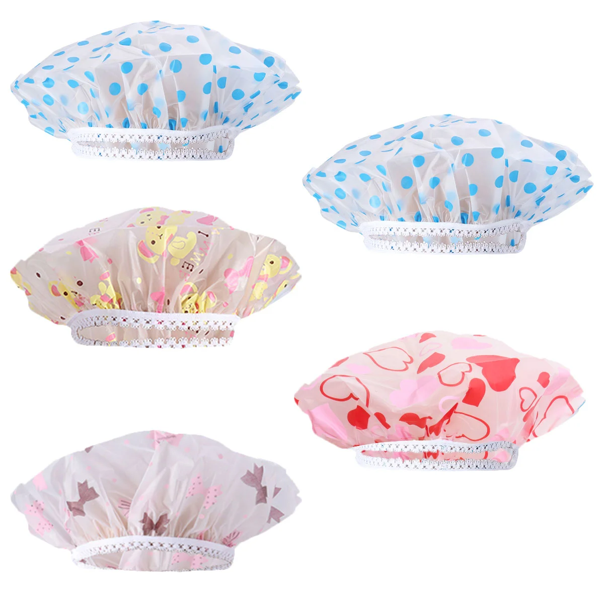 5 Pcs Scrub Cap Hair Net Hat Strip Nurse Bathing Shower Waterproof Caps Salon Aldult