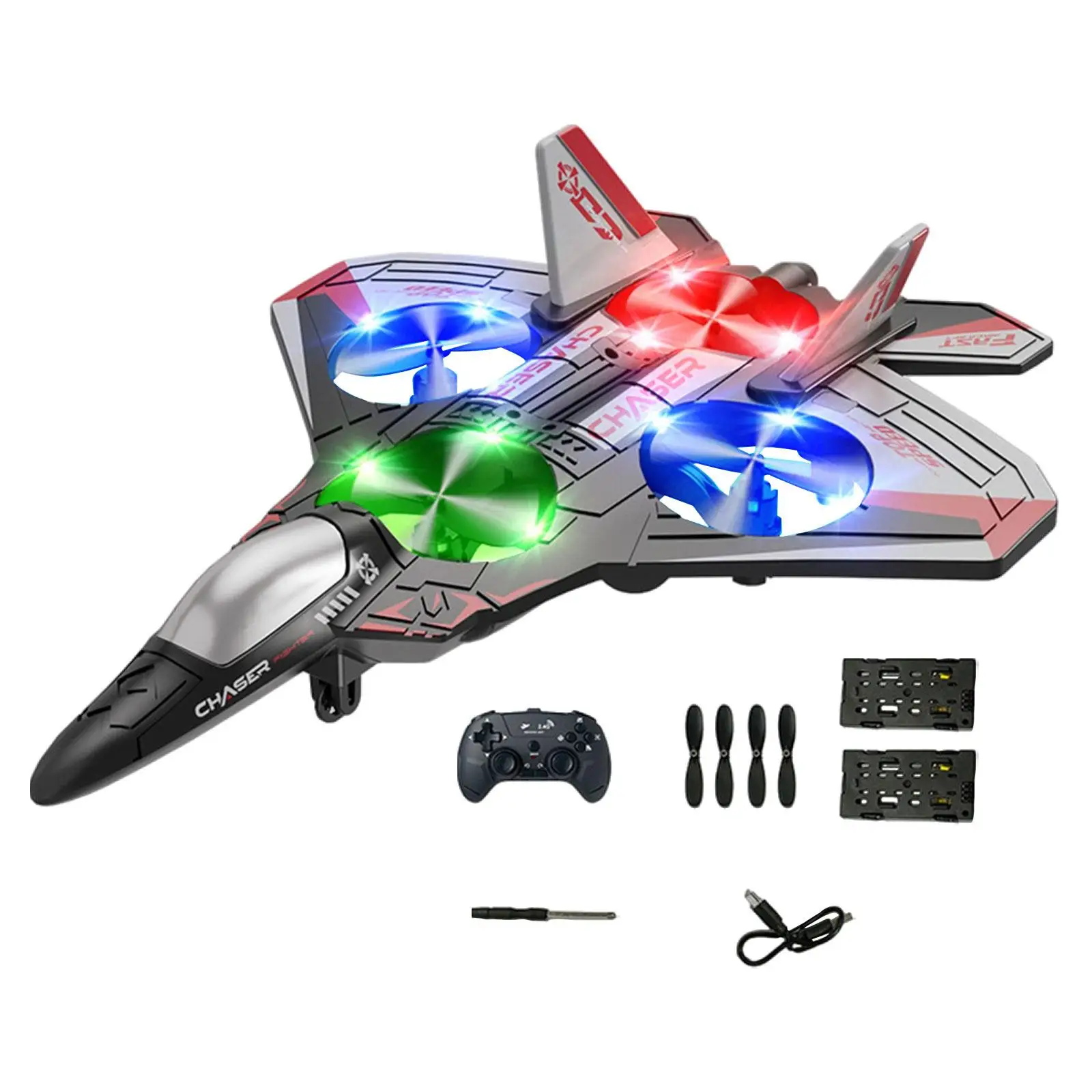 Remote Control Airplane EVA Foam Fighter Jet Toy with Lights Easy to Fly RC Aircraft for Kids Outdoor Indoor