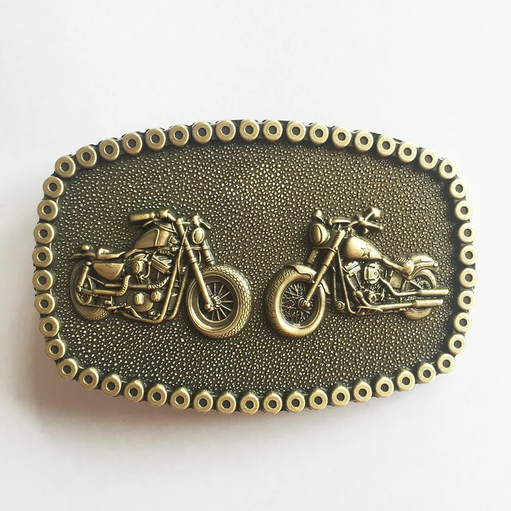 Antique Bronze Plated Heavy Metal Motorcycle Chain Biker Rider Belt Buckle also Stock in US BUCKLE-AT073AB Free Shipping