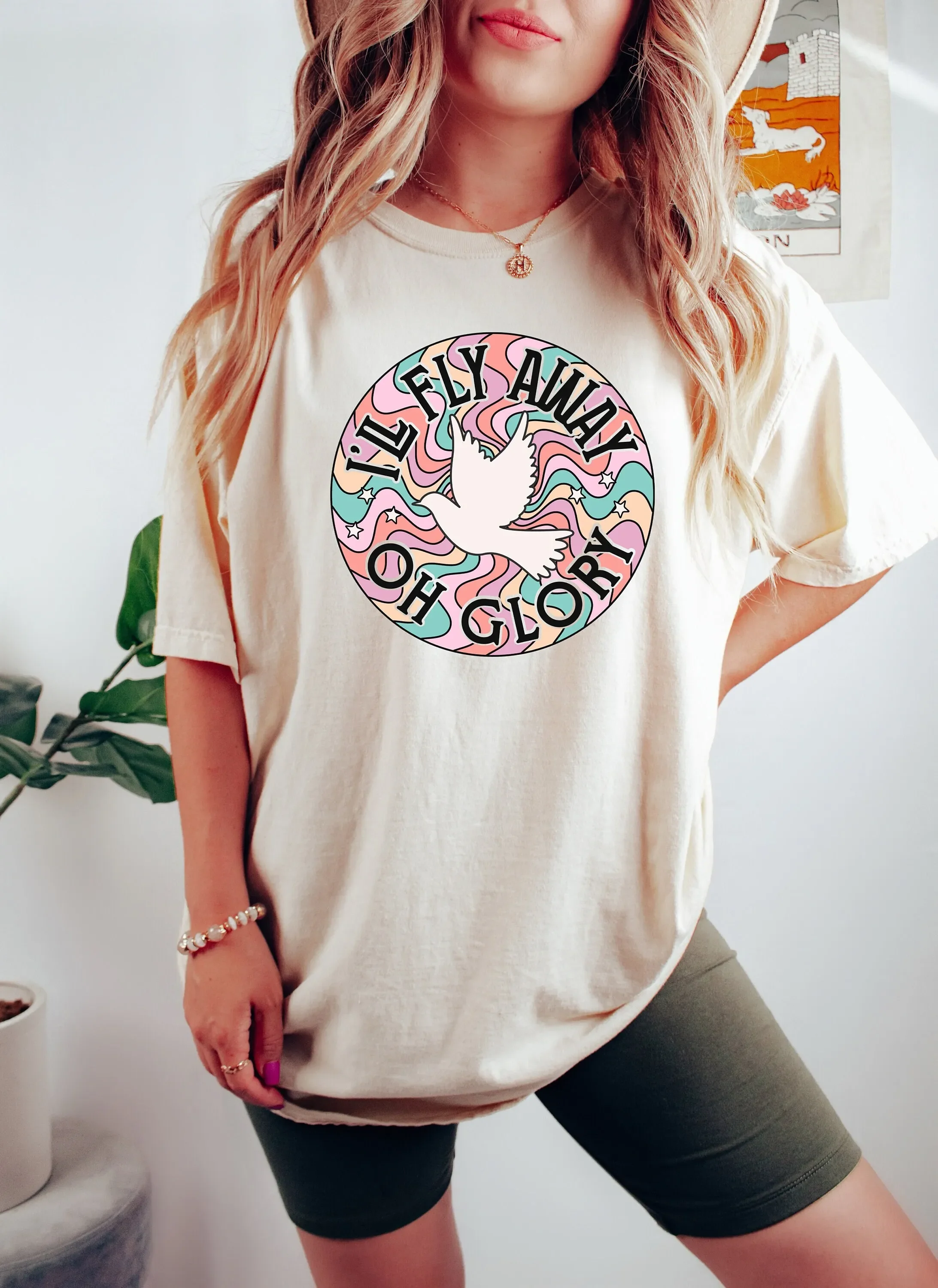 Retro Christian T Shirt I ll Fly Away Oh Glory Trendy Bible Bibleverse Woman