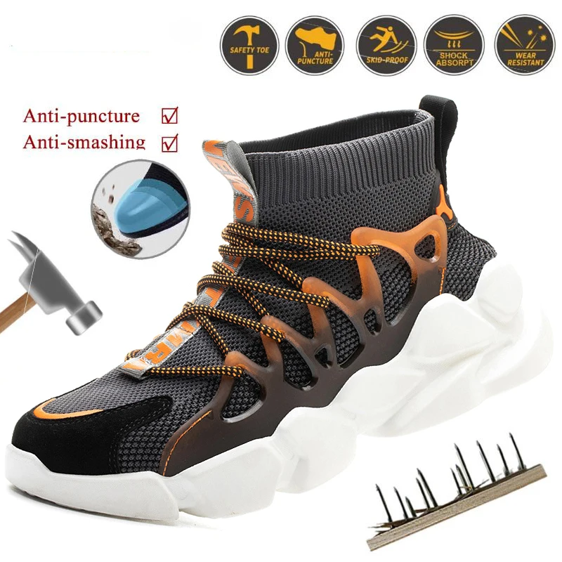 

New safety shoes socks shoes work boots puncture proof work sneakers safety boots insulated 6kv men's indestructible sneakers