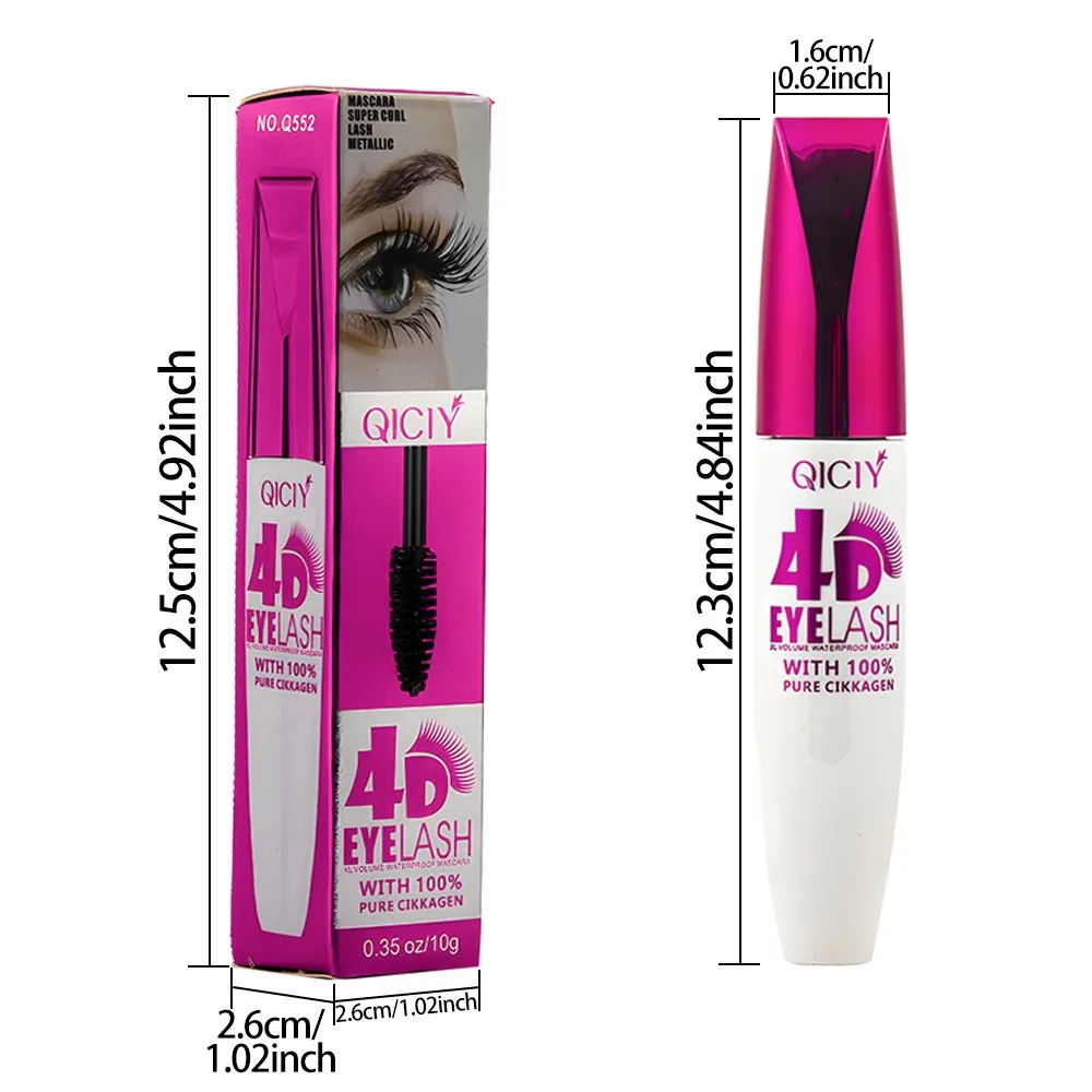 Black 4D Mascara Waterproof Extra Long Natural Curling Mascara Volume Lasting Smudge-Resistant Big Eye Makeup Novice Quick Start