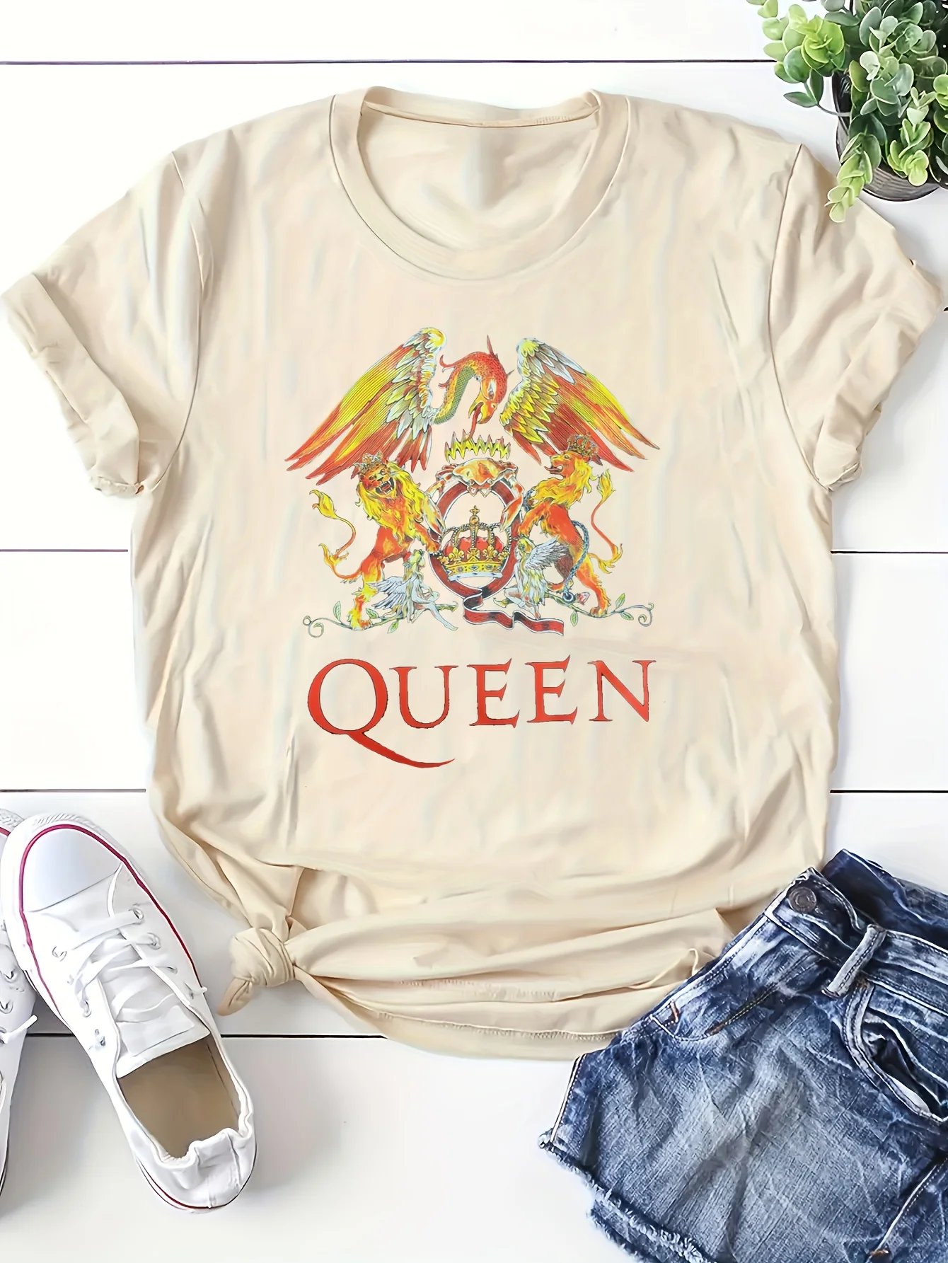 Fashion Queen Graphic Letter Print O-Neck TShirt Summer Casual Short Sleeve Top For Spring Summer Women Street Women\'s Clothing