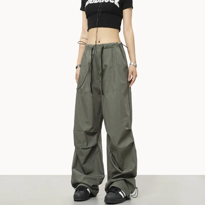 

American Wide-legged Paratrooper Overalls, Retro Casual Assault Trousers with Elastic Waist and Versatile Sports Trousers