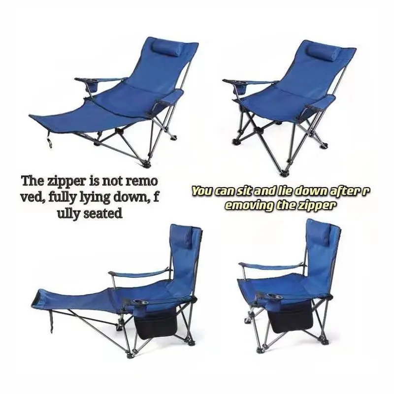 SmiloDon Portable Folding Camping Lounger Chair Adjustable 2 In1 Recliner Removable Outdoor Chaise Tourist Picnic Backrest Chair