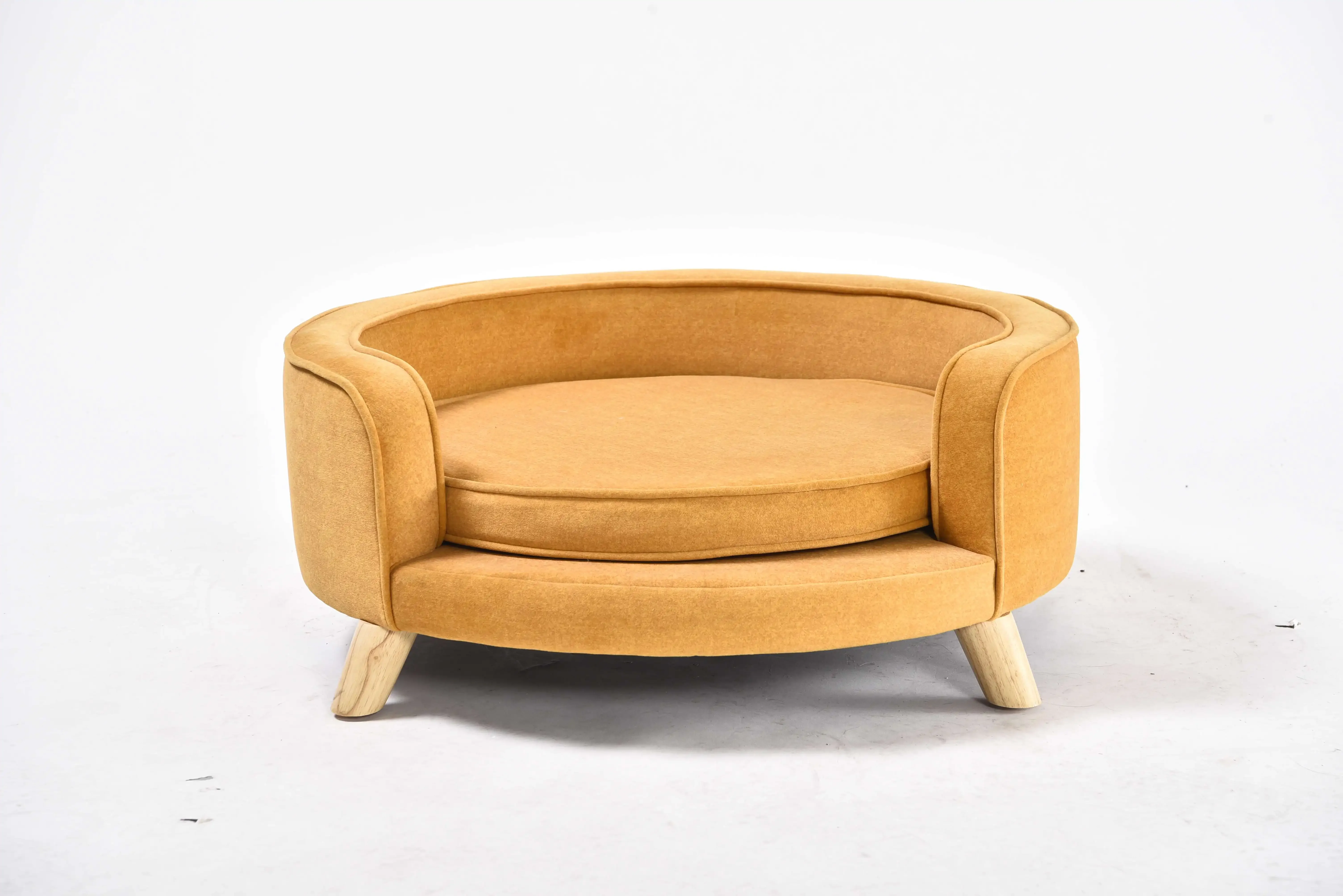 

-Stylish Modern Home Style Luxury Sheet Soft Deluxe Pet Bed Yellow Round Couch Cat Dog Sofa