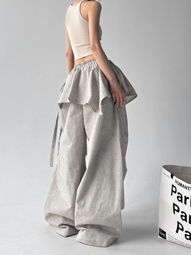 American Retro Workwear Pants Skirt for Women Summer Qui Dry Sports Wide Leg Pants Paratrooper Street Dance Pants High Wais...