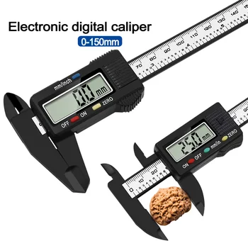 디지털 버니어 켈리퍼, 6 인치 카드 눈금자, LCD 전자 탄소 섬유 고도계, 마이크로미터 게이지 측정 도구, 0-150mm 