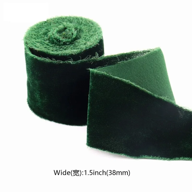 38 mmx1 metr aksamitna wstążka postrzępiona krawędź in wykończenie tkaniny 38mm zaproszenia ślubne bukiet pakowanie prezentów dekoracji