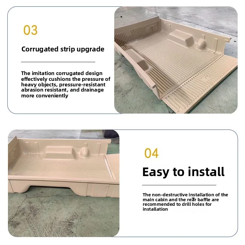 Specially Designed Custom Extended Cargo Mat Liner for LC79 Single Row Beige Anti-Wear HDPE Sporty Full Set Car Mats