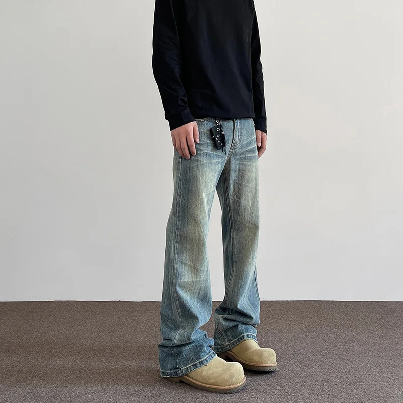 

Men's American High Street Pattern Vintage Jeans Fashion Straight Slim Fit Classic Skinny Pencil Denim Pants