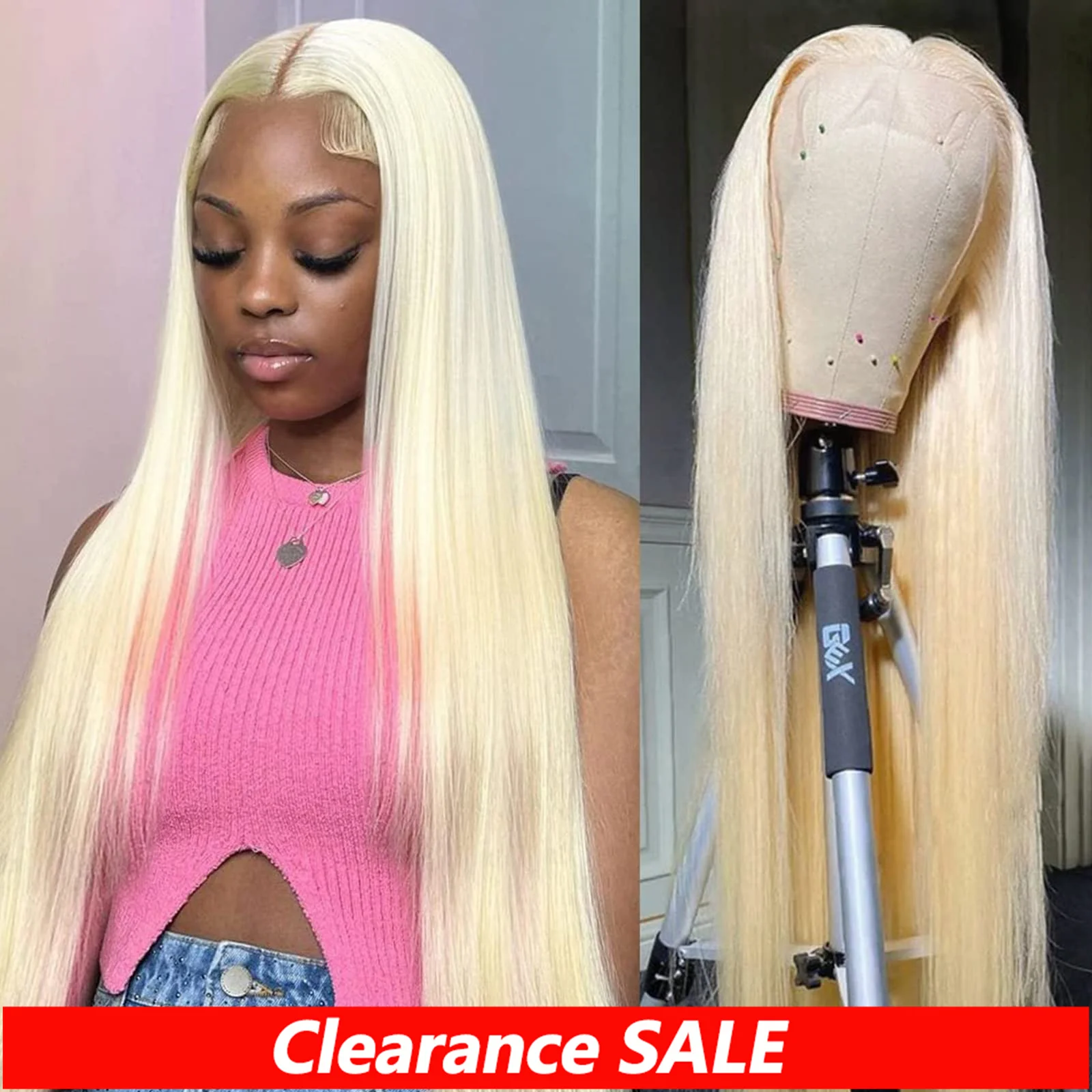 13x4  613 Lace Frontal Human Hair Wig Blonde Straight Pre Plucked HD Transparent 13x6 Lace Front Human Hair Wigs For Black Women