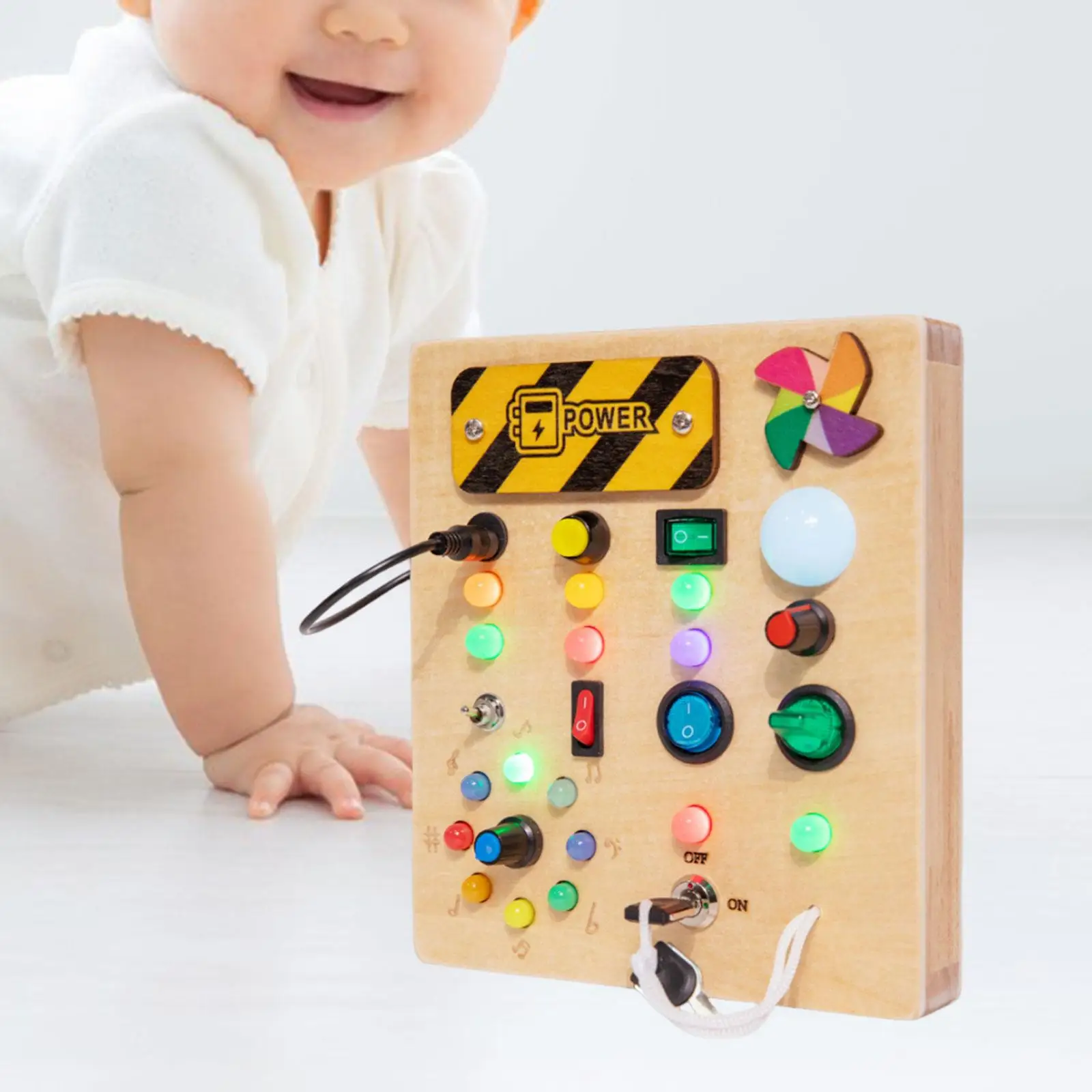 Lights Switch Busy Board Montessori Toy Kids Activity Sensory Board Toy