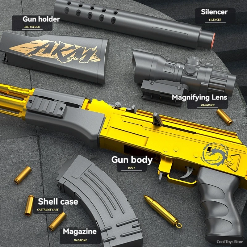 AK47 قذيفة رصاصة لينة طرد البنادق لعبة يدوية ، بندقية قناص ، أسلحة الادسنس ، قاذفة اطلاق النار لعب للأولاد ، CS القتال