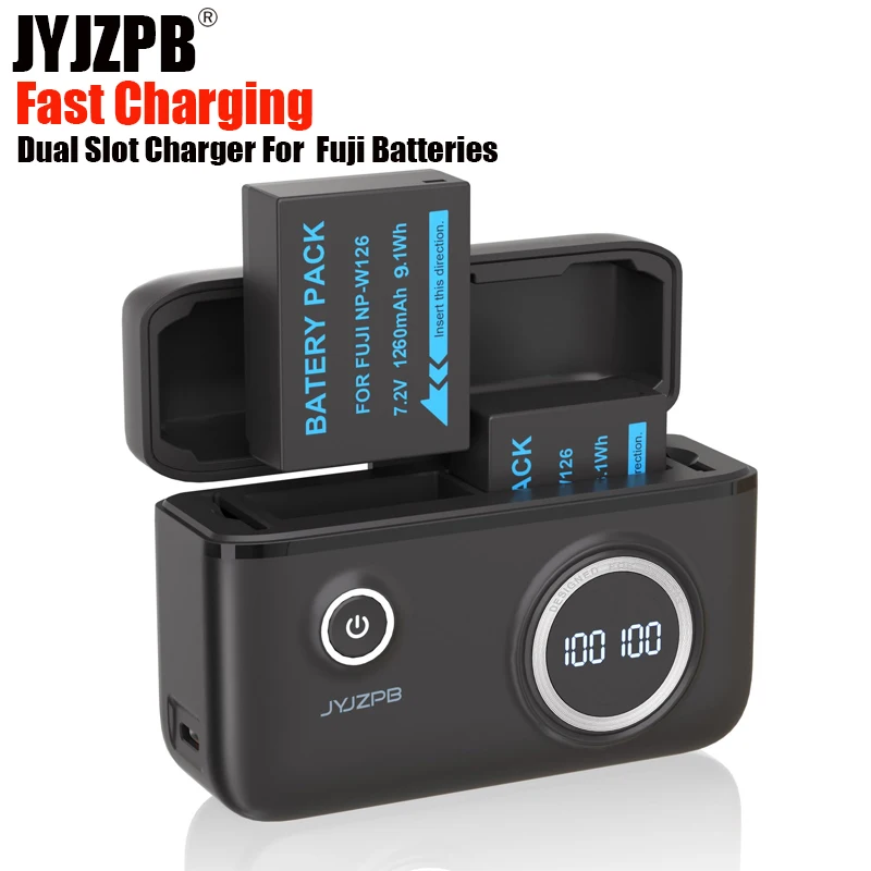 Upgraded Battery Fast Charging Case For Fuji NP-W126 NP-W126S Batteries,with Two Pack NP-W126S Batteries for Fujifilm X-T3 X-T2