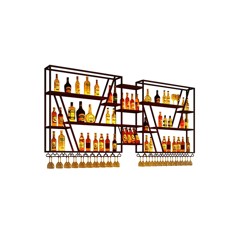 Luxury Novelty Glass Lighting Board Floor To Ceiling Metal Wine Glasses Storage Rack