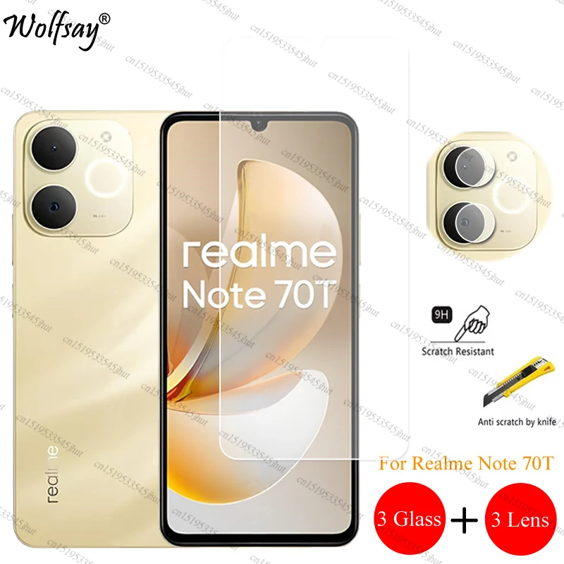 Camera Lens Protector For Realme Note 70T Screen Protector Realme Note 70T Clear Front Glass For Realme Note 70T Glass 6.74 inch