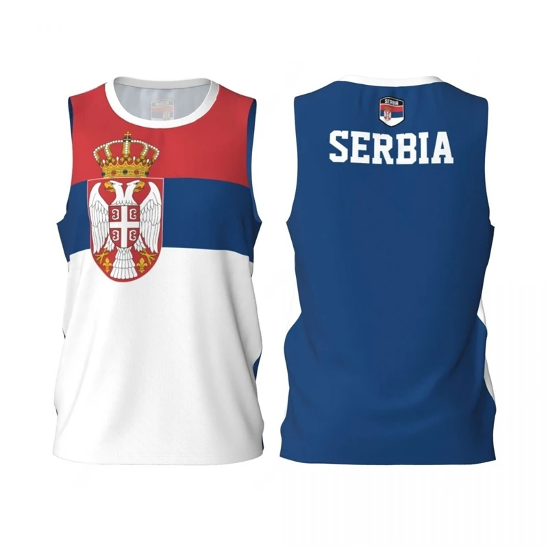 Serbia Flag Basketball Tank Top Fashion Summer 3D National Emblem Printed Jersey Vest Loose Breathable Sports Sleeveless Tees