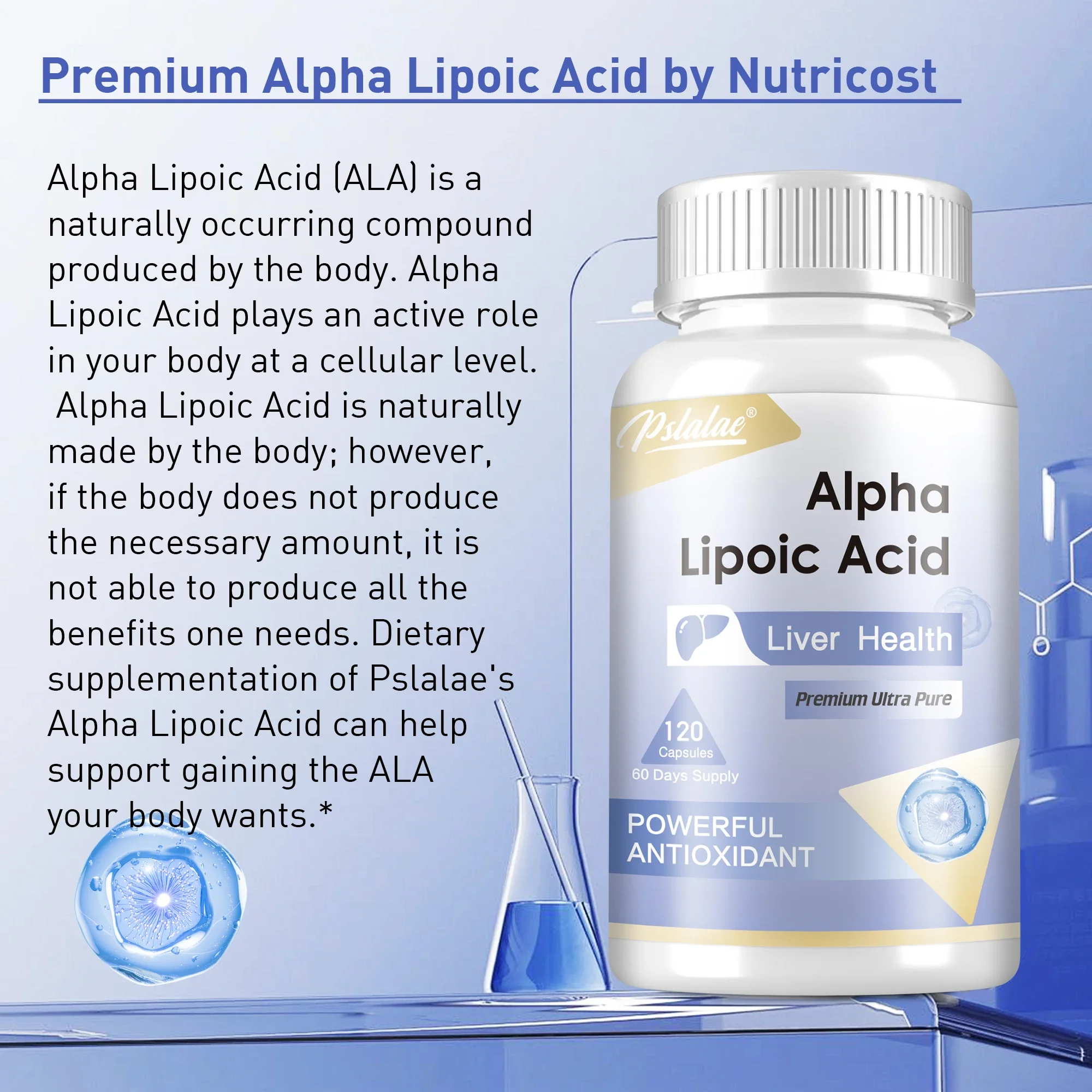 Alpha Lipoic Acid - Boosts Nervous System, Energy Production, Skin Health, Metabolism