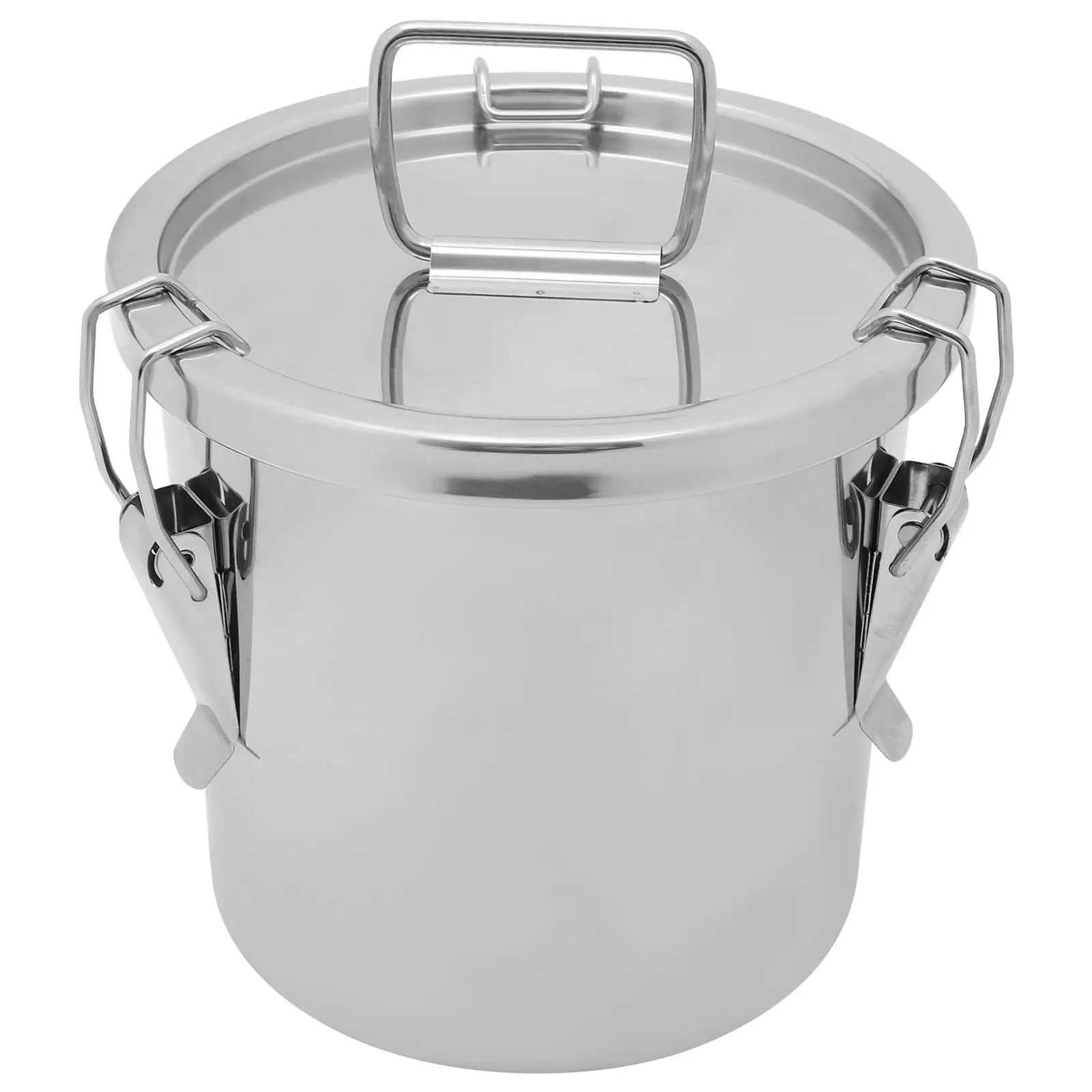 

Stainless Steel Sealed Bucket 6L 20x20cm Kitchen Storage Multi function Can Dry Pail Grease Bucket Flour Container