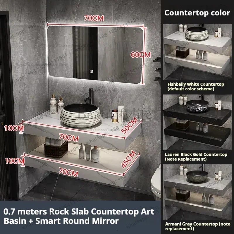 Luxury Rock Slab Bathroom Cabinet Vanity with Sink Multifunction Mirror Cabinet Bathroom Furniture Mueble Lavadora