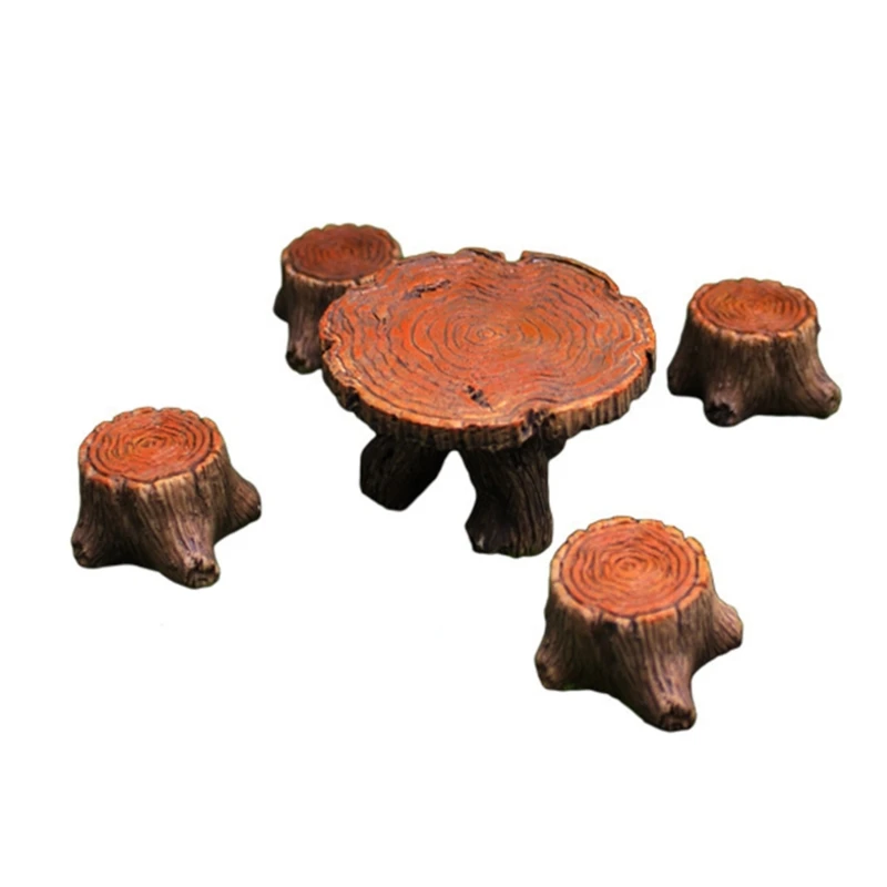 Artistic Accent Wooden Stool Chair Set Ornament for Livingroom Study