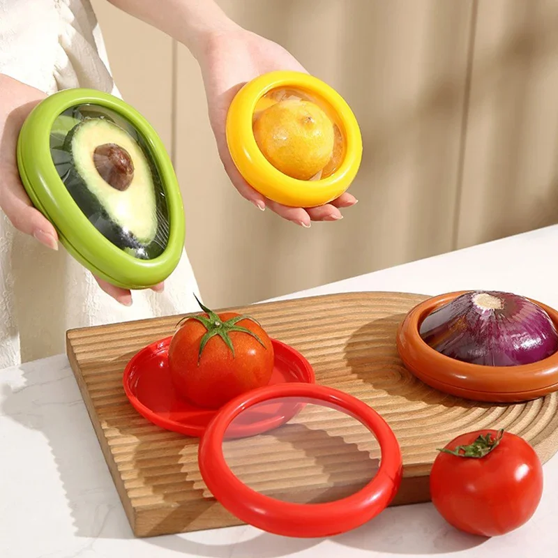 Refrigerator Transparent Film Crisper Lemon Avocado Tomato Fruit Portable Sealed Box for Work Anti-oxidation