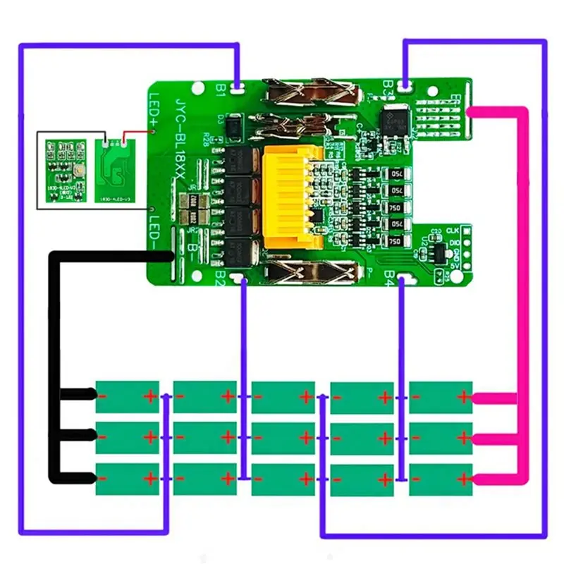 3X BL1890B Lithium Battery Case BMS PCB Balance Charging Board Shell For MAKITA 18V BL1860 9.0Ah LED Indicator